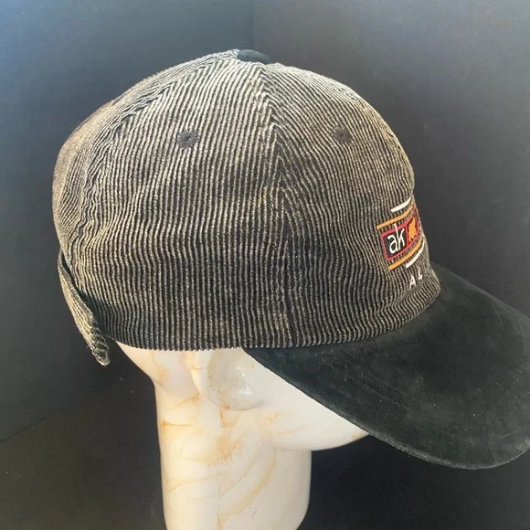 Vintage 90s Y2K Alaska Embroidered Corduroy Suede Adjustable Unisex Casual - Picture 3 of 6